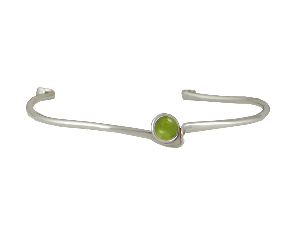 Sterling Silver Wave Cuff Bracelet With Peridot